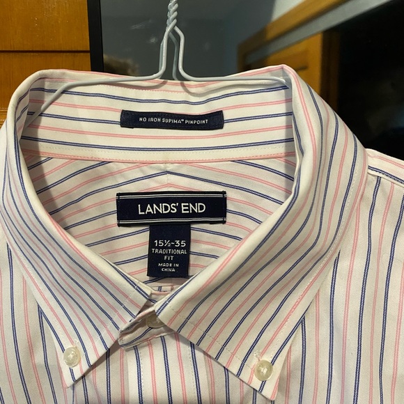 15x35 long sleeve dress shirt button down pink and white - Picture 2 of 2